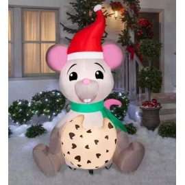 Home Accent 6.5' ANIMATED MOUSE EATING A COOKIE Airblown Lighted Yard Inflatable