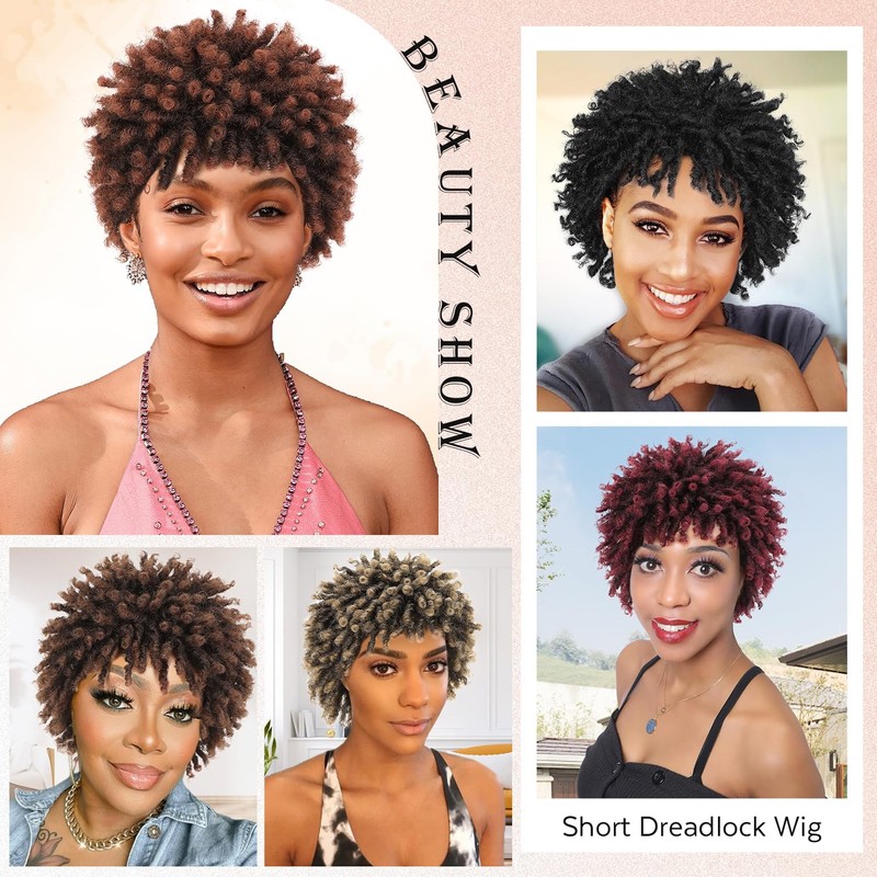 HANNE Ombre Brown Braided Wigs for Black Women Short Afro