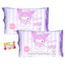 [100% Cotton Gentle on the Skin] Large Thick Facial Towel Paper, Black & Moist Premium 25 Sheets Set