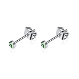 G23 Titanium Stud Earrings for Women, Men, Girls, Hypoallergenic, Nickel Free, 3 mm / 4 mm / 5 mm / 7 mm Crystal Earrings, Birthday Gift, Titanium, Crystal