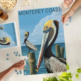 Lantern Press 1000 Piece Jigsaw Puzzle, Monterey Coast, California, Pelicans
