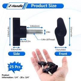 Sekonow 25Pcs 1/4"-20 x 3/4" Thumb Screws, Galvanized Carbon Steel Standard/Coarse Thread Thumb Screw