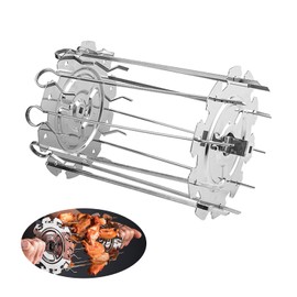 10 Grill Skewers Rotary Skewers Grill Set, Stainless Steel Rotary Skewers Set, Professional Grade Rotatable Skewers Set, Used with Oven, Grill or Air Fryer