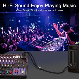 Herfair 1/4" TS Stereo to Dual 1/4" Mono Insert Cable, 6.35mm (Quarter inch Female TRS to Dual 1/4 Inch Male Y Splitter Breakout Cable Patch Cord, Black Aluminum Alloy Shell Gold Plated