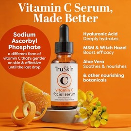 TruSkin Naturals Vitamin C Serum for Face, Topical Facial Serum with Hyaluronic Acid & Vitamin E, 1 fl oz.