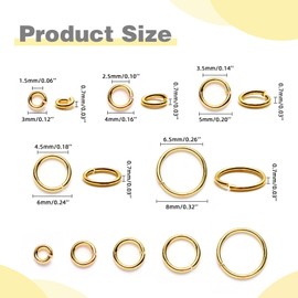 TMMATE - 500 anillos de salto rellenos de oro de 18 quilates, anillos abiertos que no se deslustran para hacer joyas, collar y pulseras, arete (6 mm)
