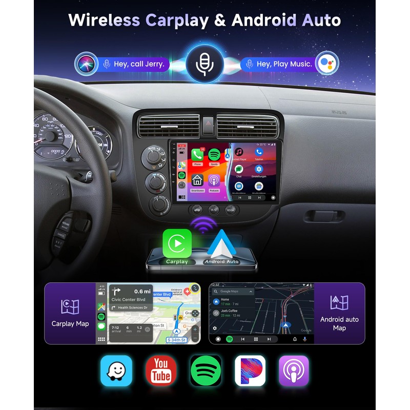 【Build-in DSP】Android Car Stereo for Honda Civic 2001 2002 2003