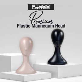 16 Inch 9 Packs!! Studio Limited Professional Plastic Mannequin Head (Black), Durable Women Model Wig Stand Display Styling Making Display Holder with Jack for Hat, Mask, Headdress, Necklace