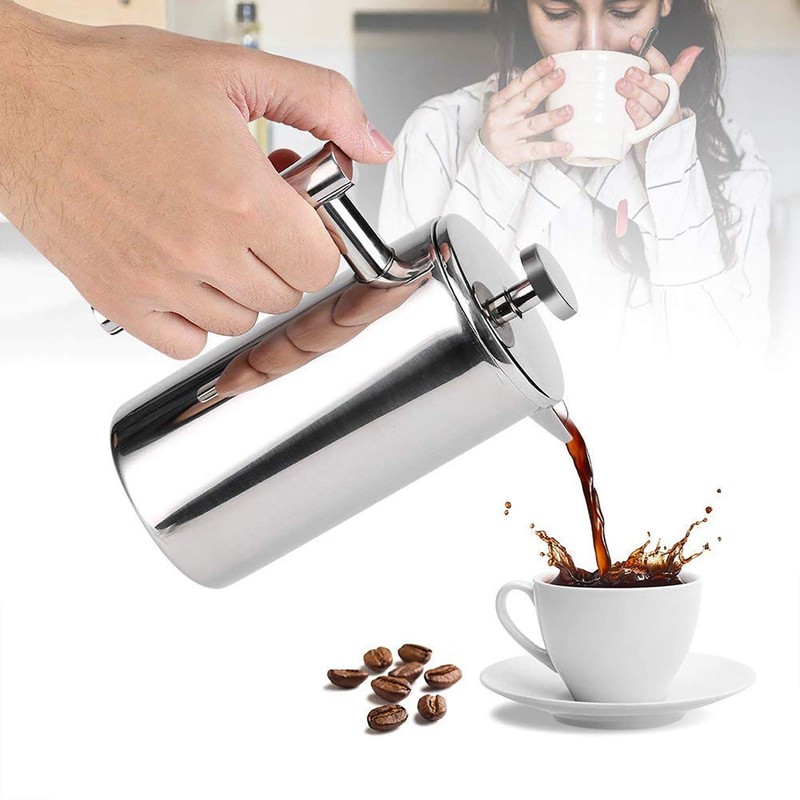 MaxMiuly Cafetiere French Press Small Szie 350ml/12oz,Stainless Steel Double Wall