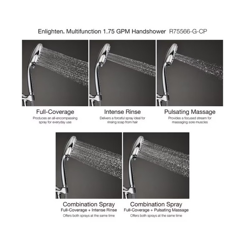 Kohler R75566-G-CP Enlighten Multi-Function Hand Shower Head - Polished Chrome