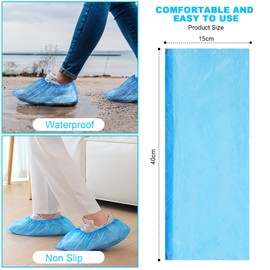 flintronic Disposable Shoe Covers, Thick CPE Material, Disposable Shoe Covers, Pack of 100 (50 Pairs), Non-Slip and Waterproof to Keep Shoes/Floors/Carpets Clean and Tidy, 100 Pieces (50 Pairs)