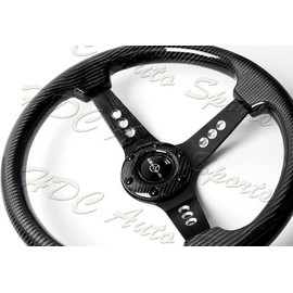 W-Power 343MM 6-Hole Real Carbon Fiber Aluminum 3-Spoke 13.5" Steering Wheel