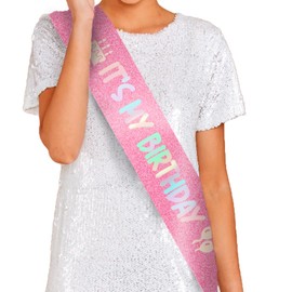 Birthday Sash "It's My Birthday" Sash - Birthday Decorations for Women, Birthday Girl, Birthday Accessories - Birthday Decorations, Its My Birthday Sash for Women Girls (Pink)