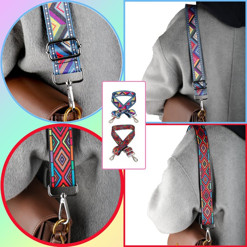 ktxaby Pack of 2 Interchangeable Straps for Bags, Colourful Bag