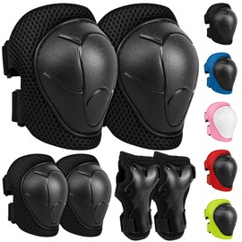 LeapBeast Children's Knee Pads, Knee Pads, Elbow Pads and Wrist Pads, Skate Protectors, Protector Set of 6 Protector Set, Adjustable for Skating, Scooter, Skateboard (Black, S)