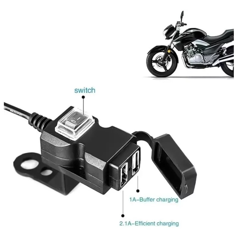 PopBabies Cargador Moto Doble Usb 2.1a Celular Gps Adaptable Universal