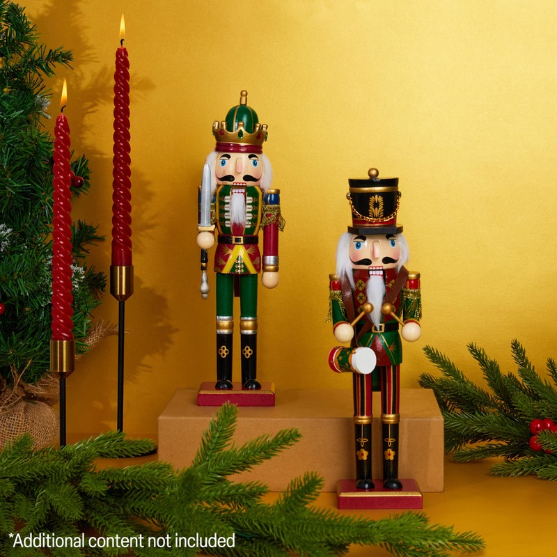 DECO EXPRESS Nutcracker Pack of 2 Wooden Nutcracker Soldier 30cm