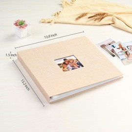 Mublalbum 12x12 Inch DIY Scrapbook Photo Album with 40 Plastic Sleeves 80 Pages Linen Cover 3 Ring Folder Binder for Wedding Baby Family and DIY Projects (Beige)