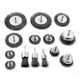 14-Piece Wire Brush Drill, 6 mm Steel Brush, Cordless Screwdriver Set, for Cordless Screwdriver, for Polishing, Grinding, Rust Removal and Deburring