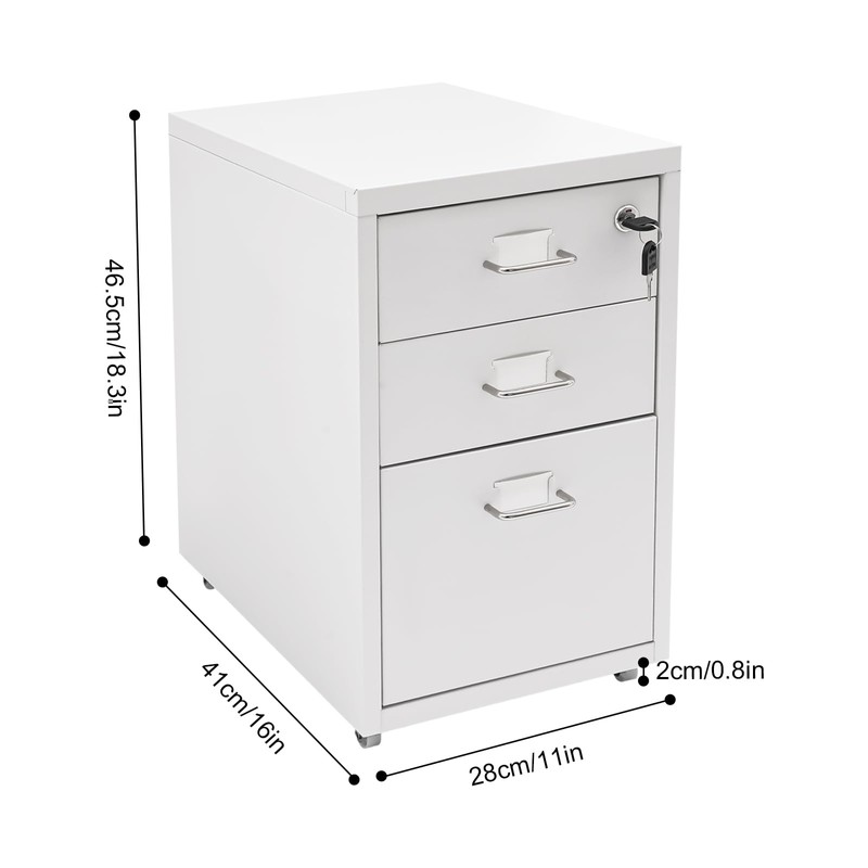 Drawer Unit, 6/3-Tier Steel Organizer on Wheels for Office, 3
