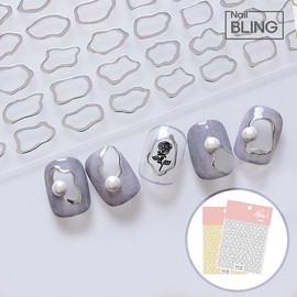 3D立体 Metal Frame Gel Nail Deco Embossed Sticker / 3D 입체 메탈 프레임 젤 네일 데코 엠보 스티커