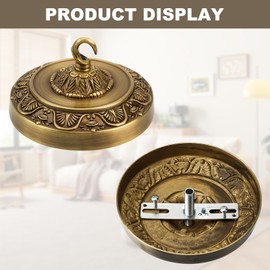 BEQUZON 5.5 inches Brass Chandelier Canopy, Antique Brass Finish Canopy Kit for Pendant Light, Hanging Fixture, Mounting Plate Cover Replacement (Ring Style)