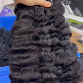 100% Natural Raw Indian Human Hair Best Quality Hair Vendors Wholesaler for Hair Extensions Bundlestyle: Natural Wave, color: Black, Stretched Length: 24"