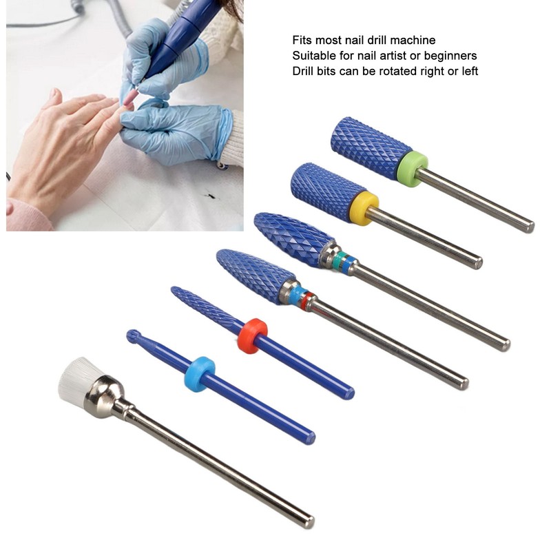 7pcs Nail Drill Bit Home Salon Portable Ceramic Cuticle Remover