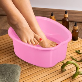 Relaxdays Foot Bath Tub, Plastic Foot Bath for Foot Care & Wellness, H x W x D: 15 x 33 x 38 cm, Pink