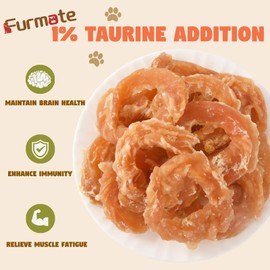 Furmate Dog Treats Chicken Jerky Rings, Natural Chicken Breast w/Taurine, Rawhide-Free High-Protein Long-Lasting Chewy Training & Rewards Dog Snacks for Small Medium Large Dogs,10.58 oz