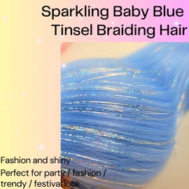 Light Blue Braiding Hair Pre Stretched Box Braiding Hair with Tinsel for Knotless Box Braids(26Inch 4 Packs)