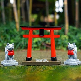 Toddmomy Japanese Torii Gate Miniature Red Shinto Torii Gate Fox Figurine Dollhouse Fairy Door Feng Shui Lucky Statue Aquarium Shintos Torii Gate Zen Garden Accessories