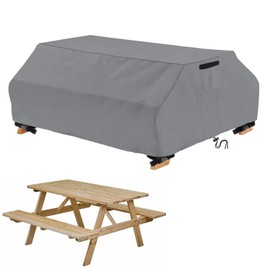 STARTWO Waterproof Picnic Table Cover Outdoor Patio Table Bench Covers for 8 ft Picnic Table Bench Set Windproof 96 Inch,Grey