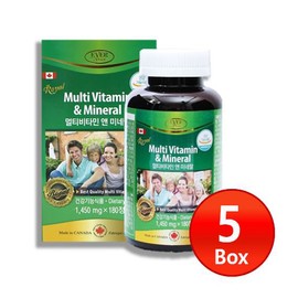 Evergreen Multivitamin & Mineral 1450mg x 180 tablets (6 months supply) 5 bottles / 에버그린 멀티비타민 앤 미네랄 1450mg x 180정(6개월분) 5병