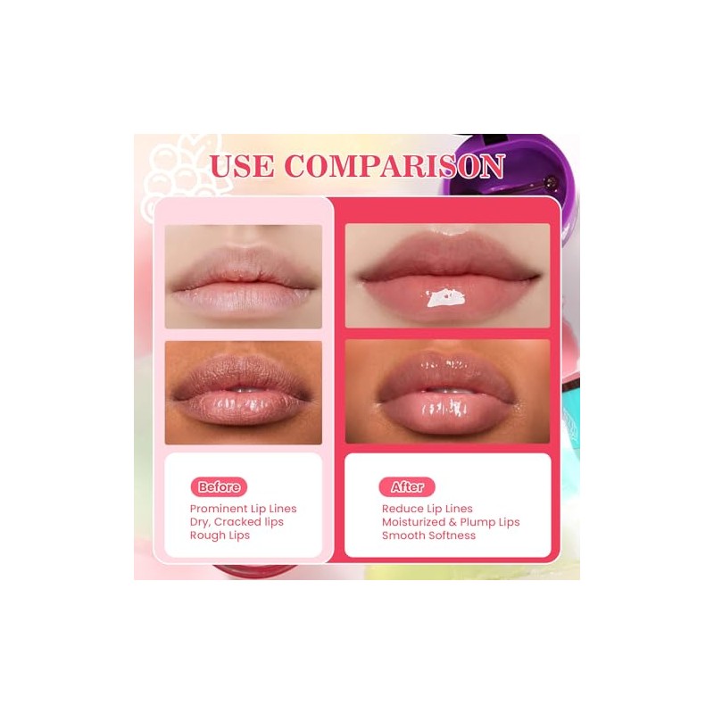4PCS Bee Lip Balm Honey Pot Propolis Grape Apple Watermelon