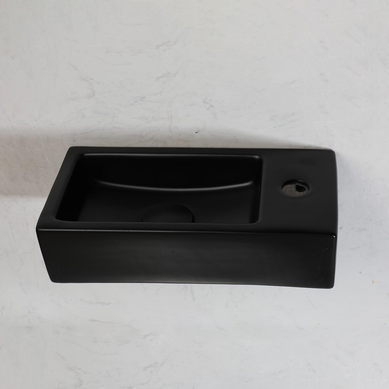 MEKKHALA Floating Vessel Sink Wall Mount 15x7 inch Black Small