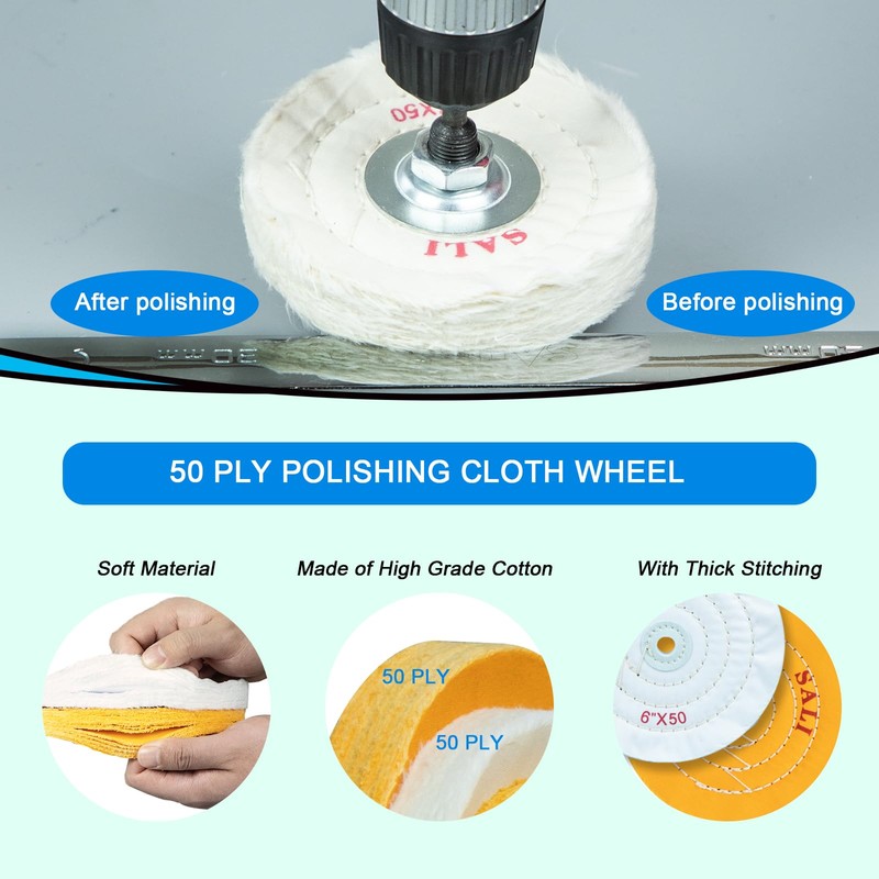 SALI 6 Pack Polishing Wheel for Bench Grinder Buffing Wheel