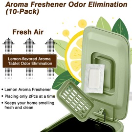 Slim Trash Can for Bathroom with Air Freshener Soft Close Lid, 6 Liter/ 1.6 Gallon Stainless Steel Garbage Can with Removable Inner Bucket,Step Pedal, Small Wastebasket for Bedroom, Kitchen (GREEN)