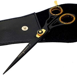 Saaqaans SQR-01 Professionelle Friseurschere Rasiermesser 6" fÃ¼r Friseure und Heimanwender mit einem schwarzen Schere Fall (Schwarz Rasierer Scheren)