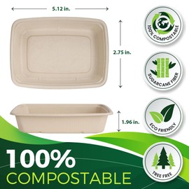 BIRCHIO 32oz Large Rectangle Paper Bowls [100-Pack], Heavy Duty Disposable Bowls Perfect for for Taco Salad, Burrito, Nacho, Pasta, Compostable Bowls for Party