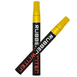 AUTOMOTIVATED ColorLugs RubberWriter Paint Pen for Car Tires | Oil-Based Marker for Tire Lettering | Waterproof Ink | Fast Drying | Medium Size Tip | Apply at Home | Color: Yellow | Pack of 2 Pens