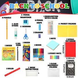 Gilprop 88 Pcs School Supplies Kit for Kid Bulk Back to School Supplies set Classroom Elementary Essential Bundle for Student Girl Boy, includes Pencil Pen Crayon File Folder Notebook and Much More