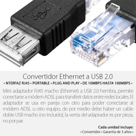 Mercader Digital 10 Pzs Adaptador Rj45 A Usb 2.0 Hembra Convertidor Ethernet