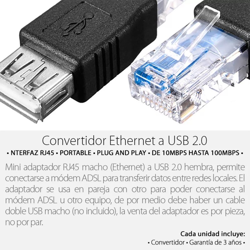 Mercader Digital 10 Pzs Adaptador Rj45 A Usb 2.0 Hembra