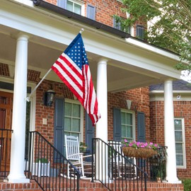 Anley Two-Position Flag Pole Holder | Mounting Bracket with Hardwares - Made of Cast Iron - Strong and Rust Free Coated - 1" Inner Diameter (White)