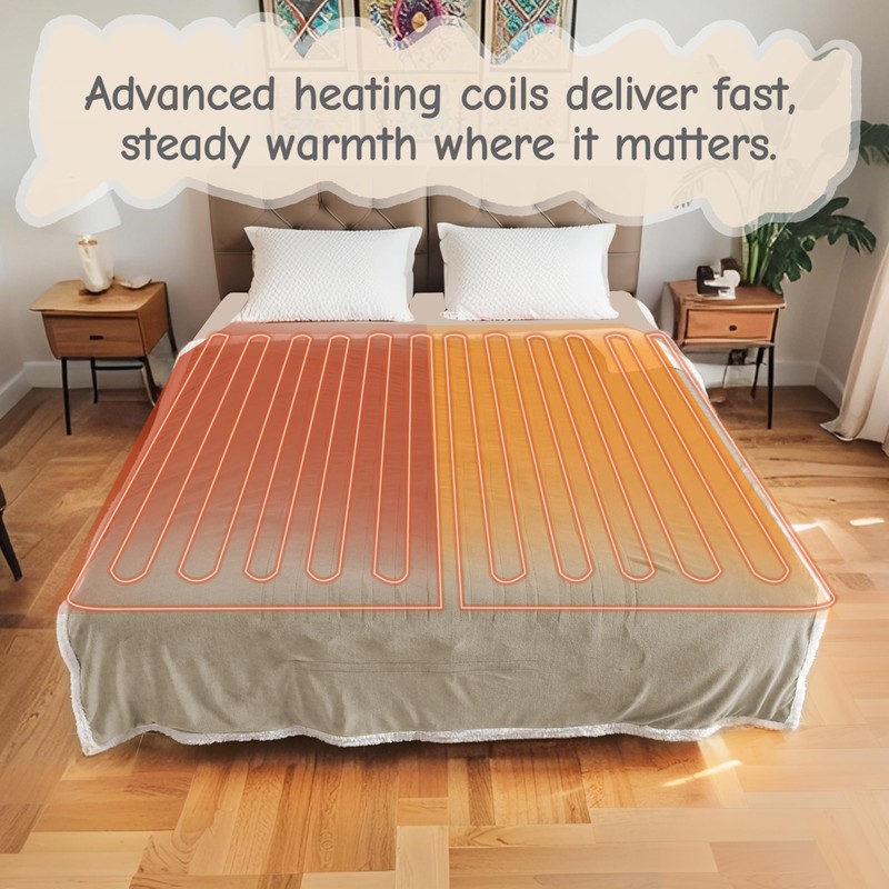 Electric Heated Blanket Full Size 72"x84", Soft Flannel with Overheat