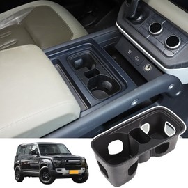 Bekantogy Car Cup Holder Coasters Center Console Cup Holder Insert Coaster Compatible with LR Defender 90 110 130 2020-2024 Models TPE Material Cup Holder Coaster, Black