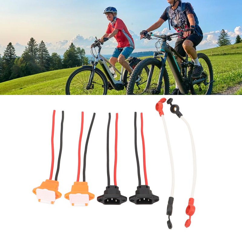 Electric Bike Charging Port Socket with Waterproof Cover Cable Connector