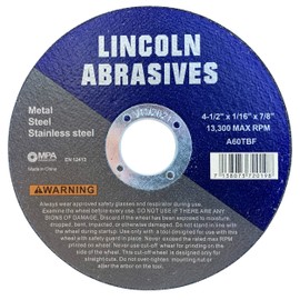 100 Pc 4.5" x 1/16" x 7/8" Cut-Off Wheels Lincoln Abrasives Metal & Stainless Steel