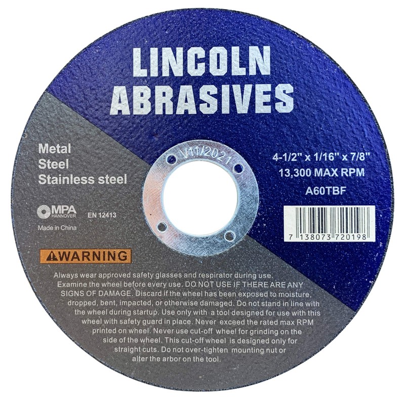 100 Pc 4.5" x 1/16" x 7/8" Cut-Off Wheels Lincoln